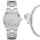 Michael Kors Channing Three Hand Silver Dial Silver Steel Strap Watch For Women - MK6626