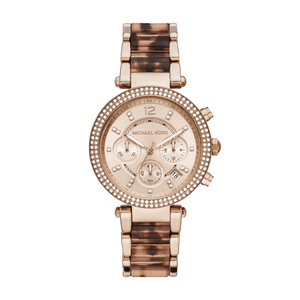 Michael Kors Parker Chronograph Rose Gold Dial Two Tone Steel Strap Watch For Women - MK6832