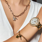Michael Kors Camille Chronograph White Dial Gold Steel Strap Watch For Women - MK6994