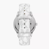 Michael Kors Runway Three Hand White Dial White Leather Strap Watch For Women - MK6998