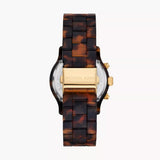 Michael Kors Runway Chronograph Gold Dial Brown Acetate Strap Watch for Women - MK7475