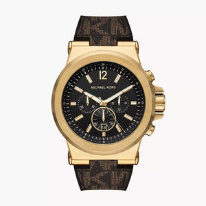 Michael Kors Dylan Chronograph Black Dial Brown Rubber Strap Watch For Men - MK8904