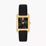 Michael Kors Monroe Three Hand Black Dial Black Leather Strap Watch for Women - MKO1027