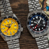 Seiko 5 Sport SKX GMT US Special Creation Automatic Yellow Dial Silver Steel Strap Watch for Men - SSK017K1