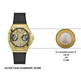 Guess Asteria Multifunction Gold Dial Black Rubber Strap Watch For Women - GW0620L2