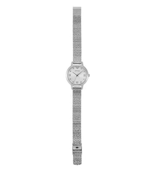 Emporio Armani Cleo Silver Dial Silver Mesh Strap Watch for Women - AR11584
