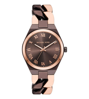 Michael Kors Lennox Analog Brown Dial Two Tone Steel Strap Watch for Women - MK7501
