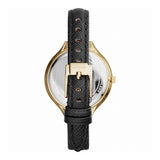 Michael Kors Slim Runway Quartz Gold Dial Black Leather Strap Watch For Women - MK2392