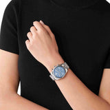Michael Kors Lexington Chronograph Blue Dial Silver Steel Strap Watch For Women - MK7215