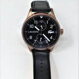 Lacoste Continental Black Dial Black Leather Strap Watch for Men - 2011042