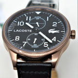 Lacoste Continental Black Dial Black Leather Strap Watch for Men - 2011042