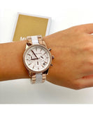 Michael Kors Ritz White Dial Two Tone Steel Strap Watch for Women - MK6324