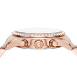 Michael Kors Lexington Chronograph Red Dial Rose Gold Steel Strap Watch For Women - MK7275