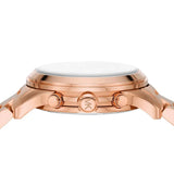 Michael Kors Runway Chronograph Pink Dial Rose Gold Steel Strap Watch For Women - MK7352