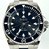 Gucci Dive Automatic Black Dial Silver Steel Strap Watch for Men - YA136353