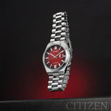Citizen Tsuyosa Automatic Red Dial Silver Steel Strap Watch For Men - NJ0150-56W