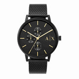 Armani Exchange Cayde Chronograph Black Dial Black Mesh Strap Watch For Men - AX2716