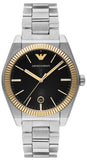 Emporio Armani Federico Black Dial Silver Steel Strap Watch for Men - AR80077