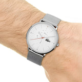 Lacoste Moon Multifunction White Dial Silver Steel Strap Watch for Men - 2011025