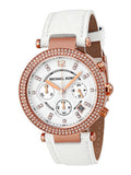 Michael Kors Parker White Diamonds Dial White Leather Strap Watch for Women - MK2281