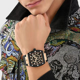 Philipp Plein Hexagon Phantom Black Dial Black Silicone Strap Watch For Men- PWPUA0124