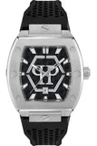 Philipp Plein Hexagon Phantom Black Dial Black Silicone Strap Watch For Men- PWPUA0524
