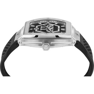 Philipp Plein Hexagon Phantom Black Dial Black Silicone Strap Watch For Men- PWPUA0524