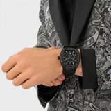Philipp Plein Hexagon Phantom Black Dial Black Silicone Strap Watch For Men- PWPUA0624