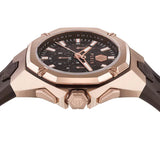Philipp Plein Octagon Rose Gold Dial Brown Silicone Strap Watch for Men  - PWTBA0223