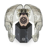 Philipp Plein Octagon Rose Gold Dial Brown Silicone Strap Watch for Men  - PWTBA0223