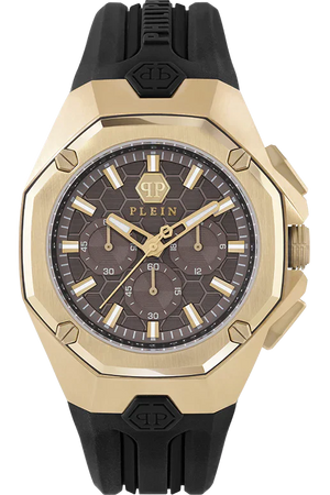 Philipp Plein Hyper Sport Chronograph Brown Dial Black Silicone Strap Watch for Men - PWTBA0423