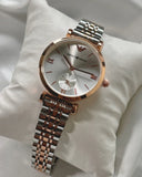Emporio Armani Classic Beige Dial Two Tone Steel Strap Watch for Men - AR2070