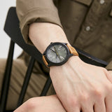 Armani Exchange Hampton Chronograph Green Dial Brown Leather Strap Watch For Men - AX2412