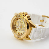 Philipp Plein The Skull Gold Dial White Silicone Strap Watch for Men - PWAAA1221