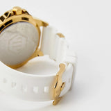 Philipp Plein The Skull Gold Dial White Silicone Strap Watch for Men - PWAAA1221