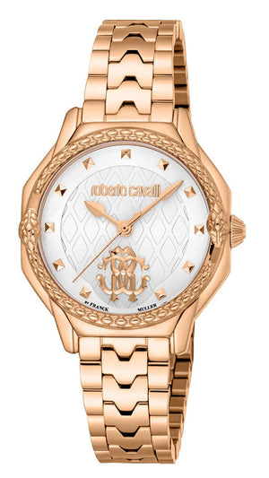 Just Cavalli Classic White Dial Rose Gold Steel Strap Watch for Women - RV1L225M0061