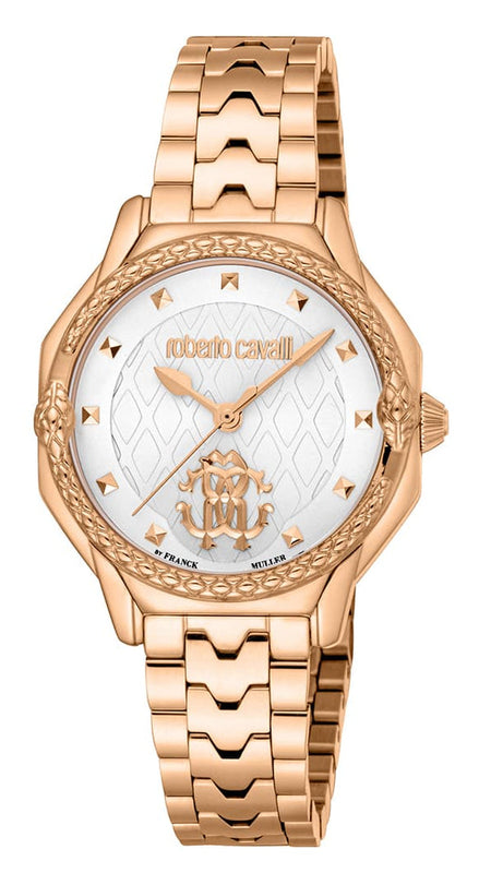 Just Cavalli Classic White Dial Rose Gold Steel Strap Watch for Women - RV1L225M0061