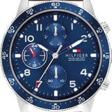 Tommy Hilfiger Jimmy Chronograph Quartz Blue Dial Brown Leather Strap Watch For Men - 1791946