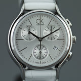 Calvin Klein Skirt White Dial White Leather Strap Watch for Women - K2U291L6