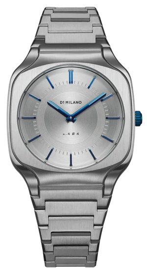 D1 Milano Square Silver Dial Silver Steel Strap Watch for Men - D1-SQBJ01