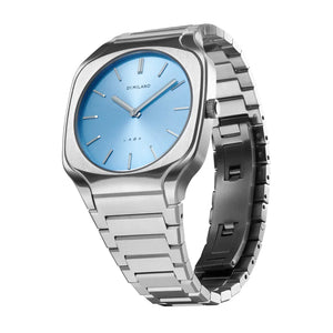 D1 Milano Square Maldives Sea Blue Dial Silver Steel Strap Watch for Men - D1-SQBJ05