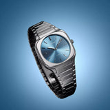 D1 Milano Square Maldives Sea Blue Dial Silver Steel Strap Watch for Men - D1-SQBJ05