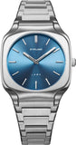 D1 Milano Square Caribbean Blue Dial Silver Steel Strap Watch for Men - D1-SQBJ07