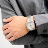 D1 Milano Square Silver Dial Silver Steel Strap Watch for Men - D1-SQBJ10