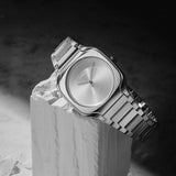 D1 Milano Square Silver Dial Silver Steel Strap Watch for Men - D1-SQBJ10