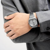 D1 Milano Square Gray Dial Grey Steel Strap Watch for Men - D1-SQBJ11