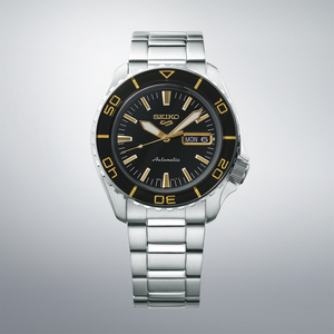 Seiko 5 Sport Automatic SKX Series Black Dial Silver Steel Strap Watch for Men - SRPK99K1
