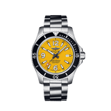 Breitling Superocean Automatic 44mm Yellow Dial Silver Steel Strap Watch for Men - A17375211/1A1