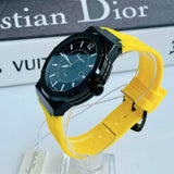 Salvatore Ferragamo F-80 Classic Black Dial Yellow Rubber Strap Watch for Men - SFHY01522