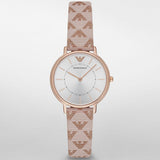 Emporio Armani Kappa Quartz Rose Gold Dial Pink Leather Strap Watch For Women - AR11010